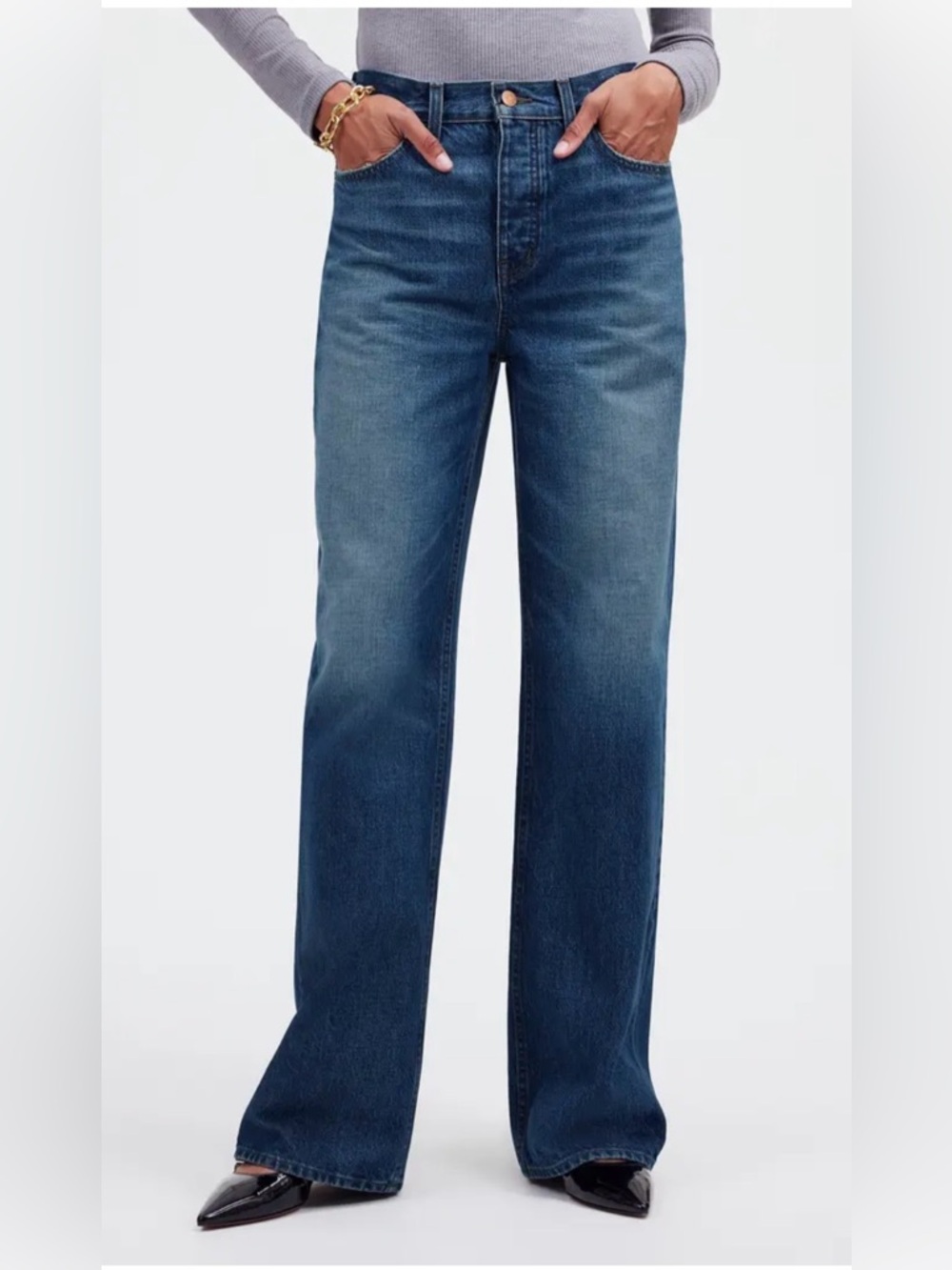Madewell Women's Dark Blue Wide-Leg Jeans